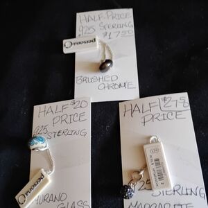 Sterling Silver Charm Set with Blue and Black Accents